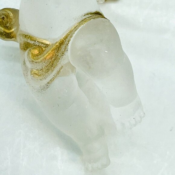 Vintage Christmas Tree Ornament Flying Angel Cherub Hand Painted Gold Wings 2.5" - Picture 6 of 11